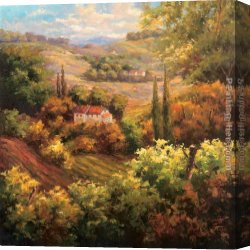 Yosemite Valley Yellowstone Park Canvas Paintings - Mediterranean Valley Farm by Hulsey