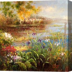 Village Canvas Paintings - Village Pond by Hulsey