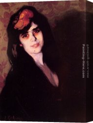 Portrait of a Woman Canvas Paintings - Portrait of a young woman by Ignacio Zuloaga y Zabaleta