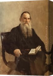 Il'ya Repin Canvas Paintings - Portrait of Leo Tolstoy by Il'ya Repin