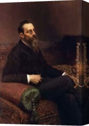 Il'ya Repin Canvas Paintings - Portrait of the Composer Nikolay Rymsky-Korsakov by Il'ya Repin