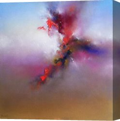 Girl at Bar with Red Light-1 Canvas Paintings - Red Light by Ioan Popei