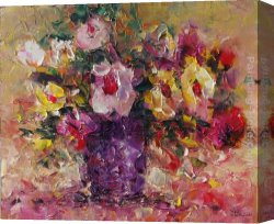 Violets Canvas Paintings - Violet Vase by Ioan Popei