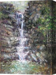 Waterfall Canvas Paintings - Waterfall by Ioan Popei