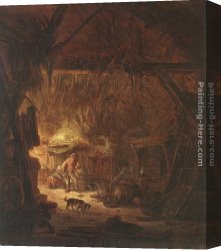 Peasant Interior Canvas Paintings - Interior of a Peasant House by Isack van Ostade