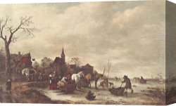 Adriaen Van Ostade Canvas Paintings - Winter Landscape by Isack van Ostade