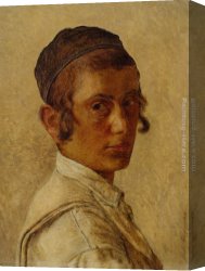 Portrait of a Young Boy Canvas Paintings - Portrait of a Young Orthodox Boy by Isidor Kaufmann