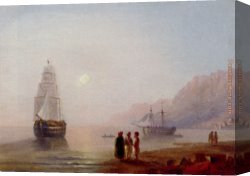 The Conversation Canvas Paintings - A Conversation On The Shore Dusk by Ivan Constantinovich Aivazovsky
