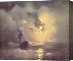 Night Canvas Paintings - Storm in the Sea at Night by Ivan Constantinovich Aivazovsky
