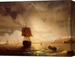 Harbor, Canvas Paintings - The Harbor at Odessa on the Black Sea by Ivan Constantinovich Aivazovsky