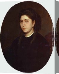 Portrait of a Young Man (detail) Canvas Paintings - Portrait of a Young Woman Dressed in Black Velvet by Ivan Nikolaevich Kramskoy