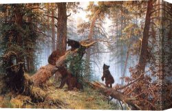 Forest Canvas Paintings - Morning in the Pine-tree Forest by Ivan Shishkin