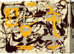Yellow Canvas Paintings - Yellow, Grey, Black by Jackson Pollock
