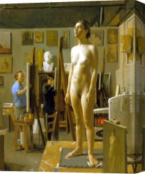 Jacob Duck Canvas Paintings - In the Atelier by Jacob Collins