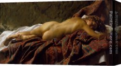 Jacob Duck Canvas Paintings - Reclining Nude by Jacob Collins