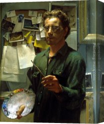 Palette Knife Canvas Paintings - Self Portrait with Palette by Jacob Collins