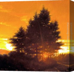Jacob Duck Canvas Paintings - Sunset Tree by Jacob Collins