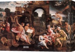 Cornelisz Canvas Paintings - Saul and the Witch of Endor by Jacob Cornelisz Van Oostsanen