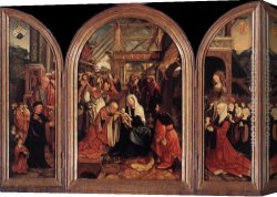 The Adoration of The Magi Canvas Paintings - Triptych of the Adoration of the Magi by Jacob Cornelisz Van Oostsanen