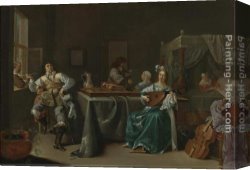 Jacob Duck Canvas Paintings - A Merry Company in an Interior by Jacob Duck