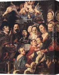 Sisters Canvas Paintings - Self Portrait among Parents, Brothers and Sisters by Jacob Jordaens