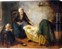 Hendrik Canvas Paintings - Amusing the Baby by Jacob Simon Hendrik Kever