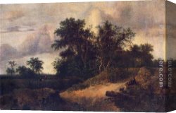 Jacob Canvas Paintings - Landscape with a House in the Grove by Jacob van Ruisdael