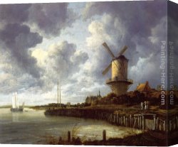 Ruisdael Canvas Paintings - Mill at Wijk near Duursteede by Jacob van Ruisdael