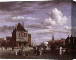 Ruisdael Canvas Paintings - The Dam Square in Amsterdam by Jacob van Ruisdael