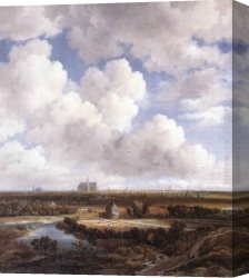 Cornelis Cornelisz Van Haarlem Canvas Paintings - View of Haarlem with Bleaching Grounds by Jacob van Ruisdael