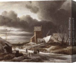Jacob Canvas Paintings - Winter Landscape by Jacob van Ruisdael