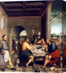Supper Canvas Paintings - Supper at Emmaus by Jacopo Bassano