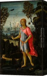 The Baby Jesus And Saint John The Baptist Canvas Paintings - Saint John the Baptist by Jacopo Del Sellaio