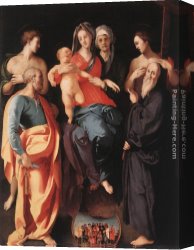 Madonna And Child with Saints And Angels Canvas Paintings - Madonna and Child with St Anne and Other Saints by Jacopo Pontormo