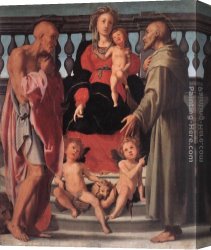 Madonna And Child with Saints And Angels Canvas Paintings - Madonna and Child with Two Saints by Jacopo Pontormo