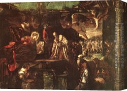 The Adoration of The Magi Canvas Paintings - Adoration of the Magi by Jacopo Robusti Tintoretto