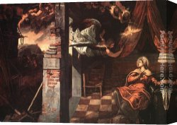 Annunciation Canvas Paintings - Annunciation by Jacopo Robusti Tintoretto
