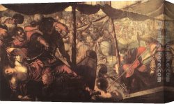 Battle Canvas Paintings - Battle between Turks and Christians by Jacopo Robusti Tintoretto