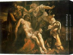 Descent From The Cross Canvas Paintings - Descent from the Cross (Piet&agrave;) by Jacopo Robusti Tintoretto