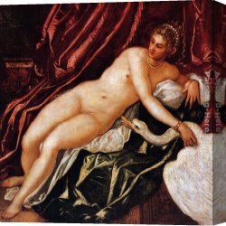 Leda And The Swan Canvas Paintings - Leda and the Swan by Jacopo Robusti Tintoretto