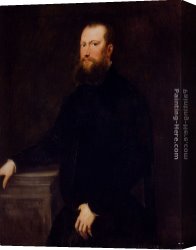 Venetian Canvas Paintings - Portrait Of A Bearded Venetian Nobleman by Jacopo Robusti Tintoretto
