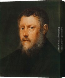 Portrait of an Old Man Canvas Paintings - Portrait of a Man (fragment) by Jacopo Robusti Tintoretto
