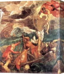 Shipwreck Canvas Paintings - St. Mark Saving a Saracen from Shipwreck by Jacopo Robusti Tintoretto