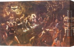 Supper Canvas Paintings - The Last Supper by Jacopo Robusti Tintoretto