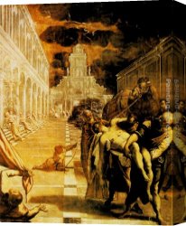 Dead Canvas Paintings - The Stealing of the dead body of St Mark by Jacopo Robusti Tintoretto