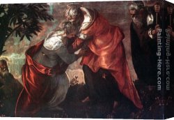 The Visitation (detail) Canvas Paintings - The Visitation by Jacopo Robusti Tintoretto