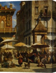 Piazza Canvas Paintings - Piazza Delle Erbe Verona by Jacques Carabain