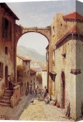 Fiacre Rue Bonaparte Canvas Paintings - Rue A Narni, Italy by Jacques Carabain