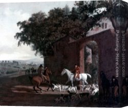 Agasse Canvas Paintings - Departure to the Hunt by Jacques-Laurent Agasse