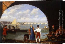 Agasse Canvas Paintings - Landing at Westminster Bridge by Jacques-Laurent Agasse
